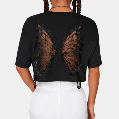 NAYLA | Cropped T-Shirt with Butterfly Print 5