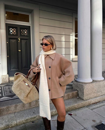 Olive Women's Trench Coat | Soft Wool, Oversized 1