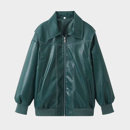 Oversized bomber jacket with contrasting stitching 6