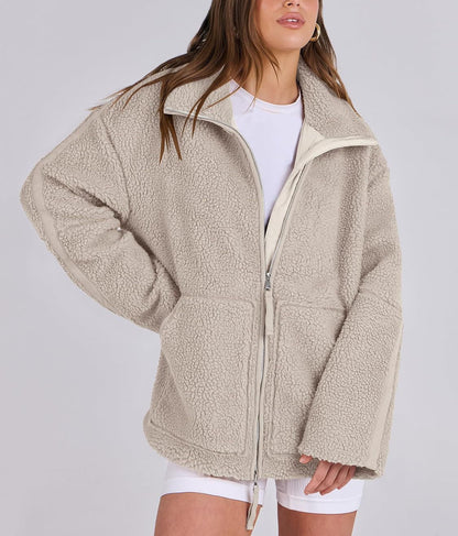 Oversized women's fleece coat | Warm and soft wool blend winter coat 1