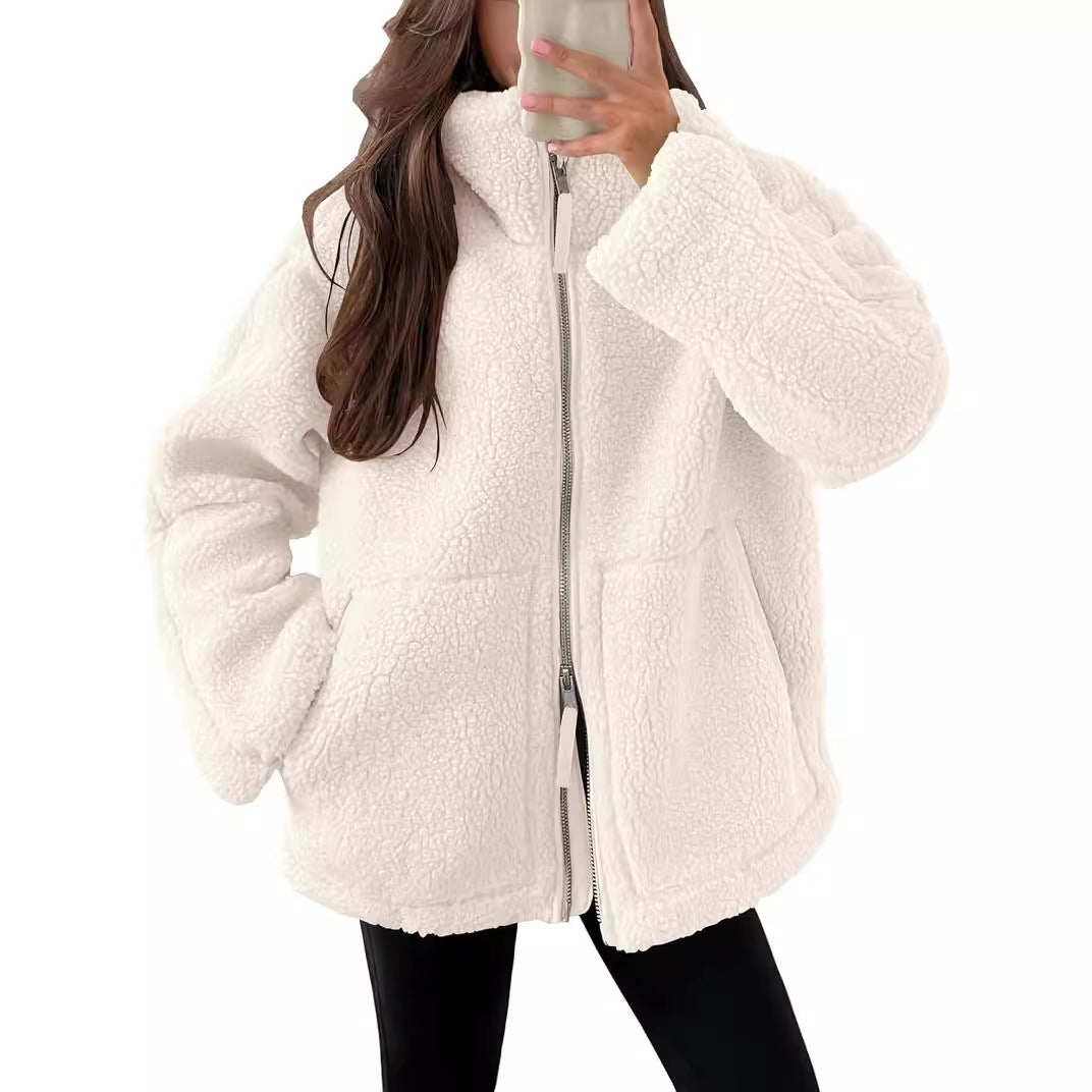 Oversized women's fleece coat | Warm and soft wool blend winter coat 11
