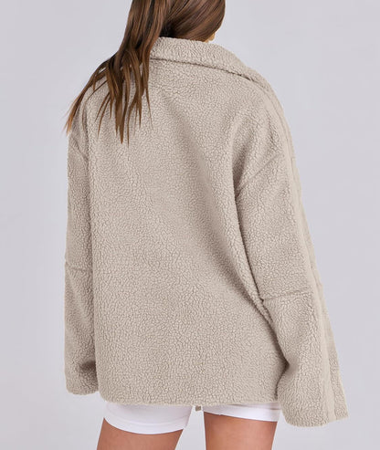 Oversized women's fleece coat | Warm and soft wool blend winter coat 4