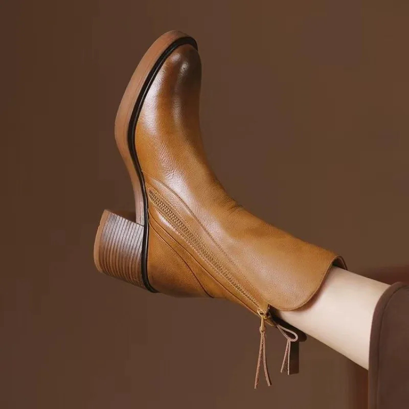 Pia Women's Cowboy Boots | Black Block Heel, Modern Aesthetic 4