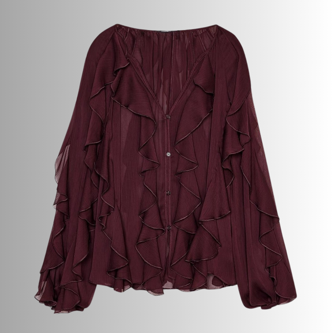 RAELLE | Elegant Blouse with Ruffles and Transparent Layers 0