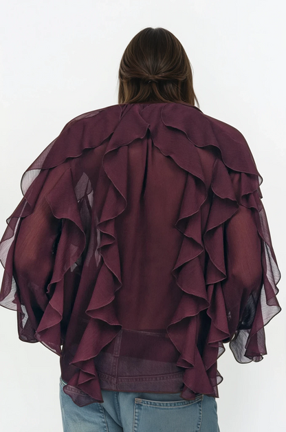 RAELLE | Elegant Blouse with Ruffles and Transparent Layers 2