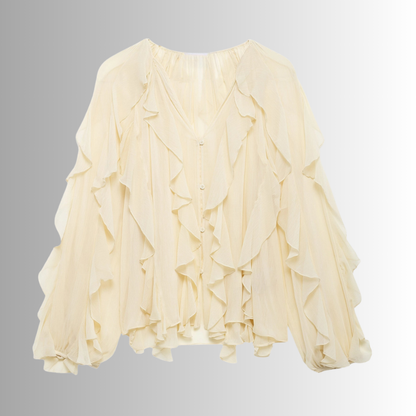 RAELLE | Elegant Blouse with Ruffles and Transparent Layers 4