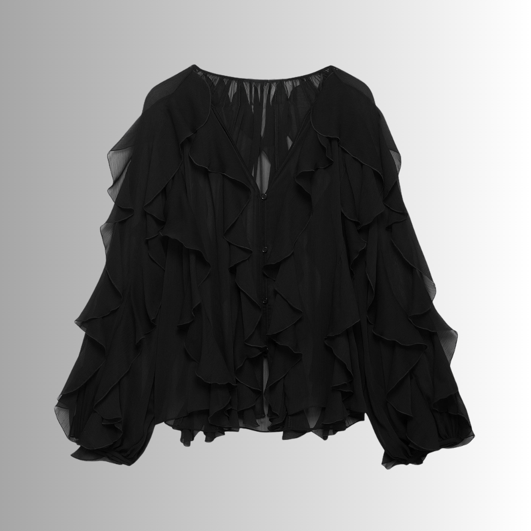 RAELLE | Elegant Blouse with Ruffles and Transparent Layers 5