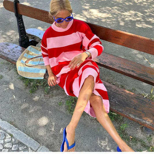 RAISA | Striped midi dress with a flattering fit 0