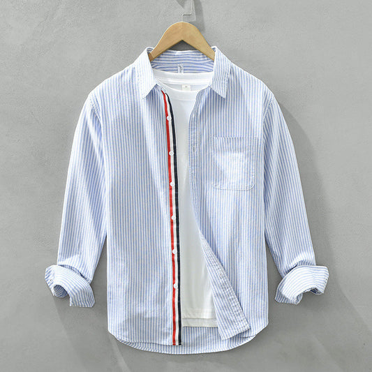 Rex Men's Dress Shirt | Breathable Cotton-Linen Blend, Stylish Long Sleeve 0