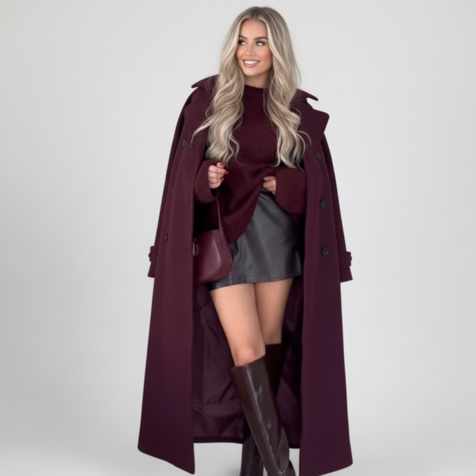 Royal Burgundy Wool Coat 0
