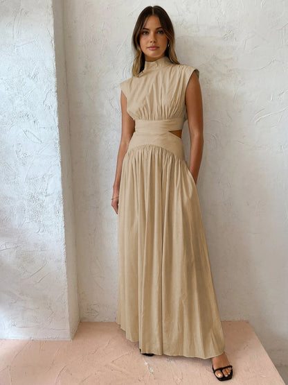 SALVINA | Maxi dress with cut-out back and pleat detail 4