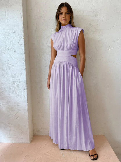 SALVINA | Maxi dress with cut-out back and pleat detail 7