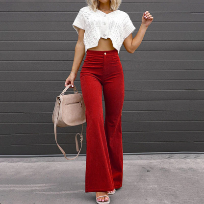 SELENE | Women's flared trousers – High waist and fitted fit 0