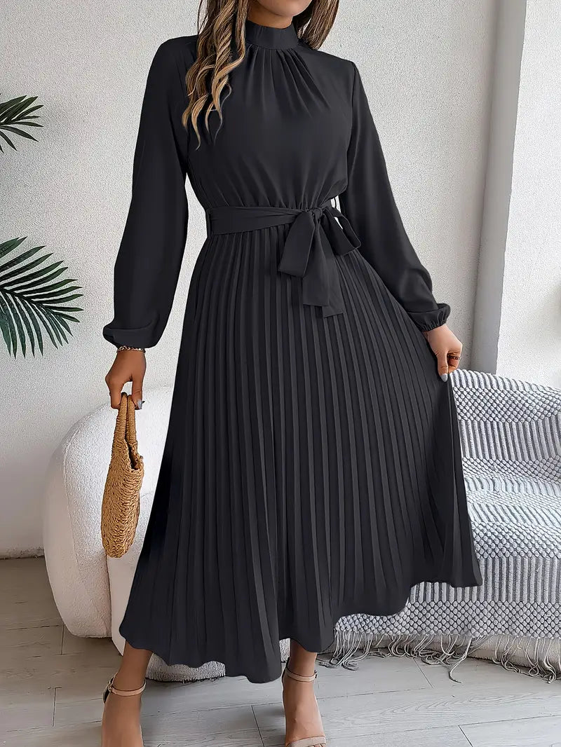 SERENA – Minimalist Midi Dress with Belt 11