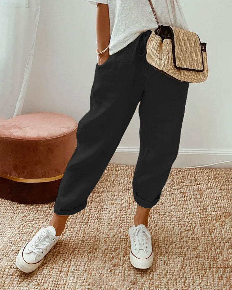 SIENNA | Lightweight Fabric Trousers with a Mid-Rise Waist 1