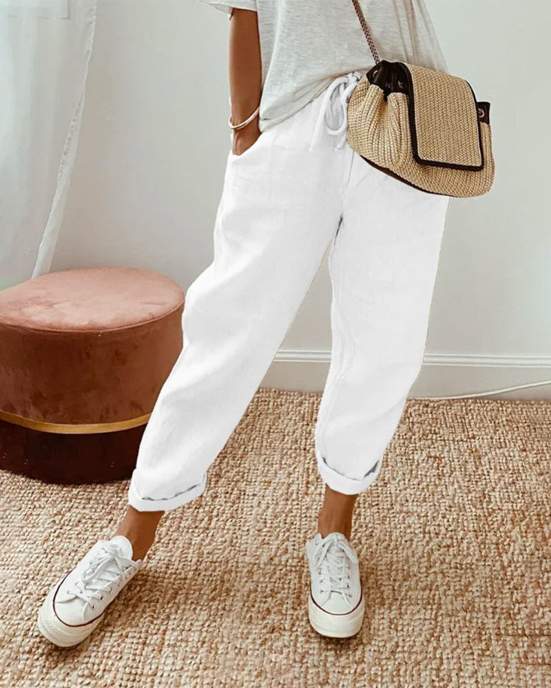 SIENNA | Lightweight Fabric Trousers with a Mid-Rise Waist 3