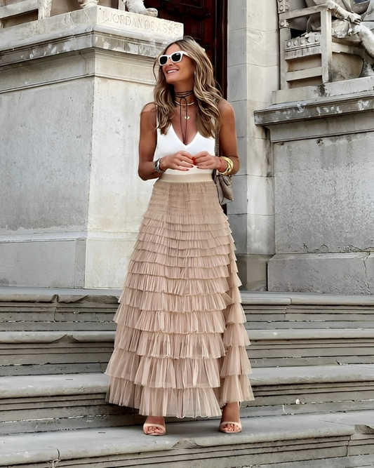 SOLÈNE | Elegant pleated maxi skirt with summer flair 1