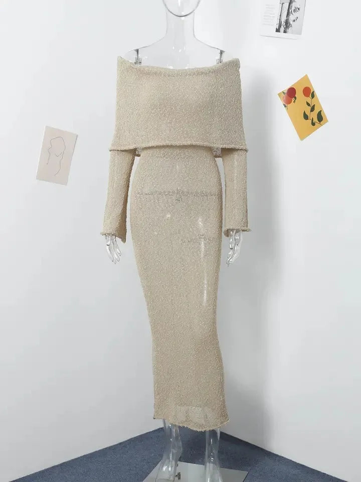 SOLVANA | Crocheted maxi beach dress with off-shoulder neckline 5