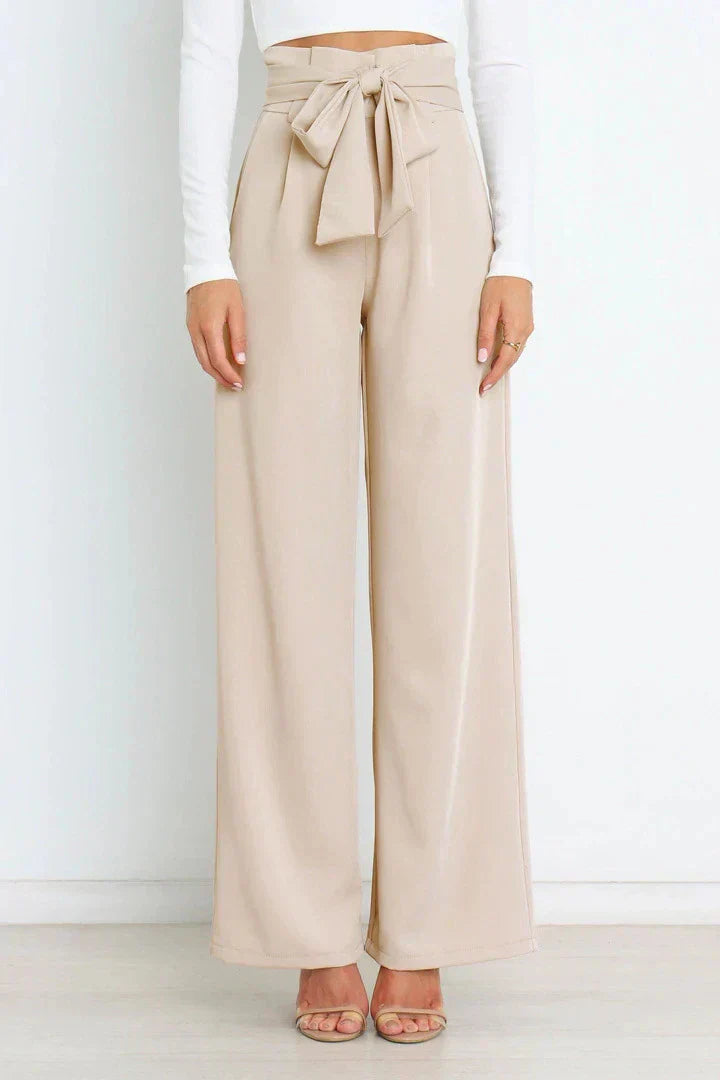 SORELLA | High-Waisted Trousers with Tie Belt and Wide Legs 0