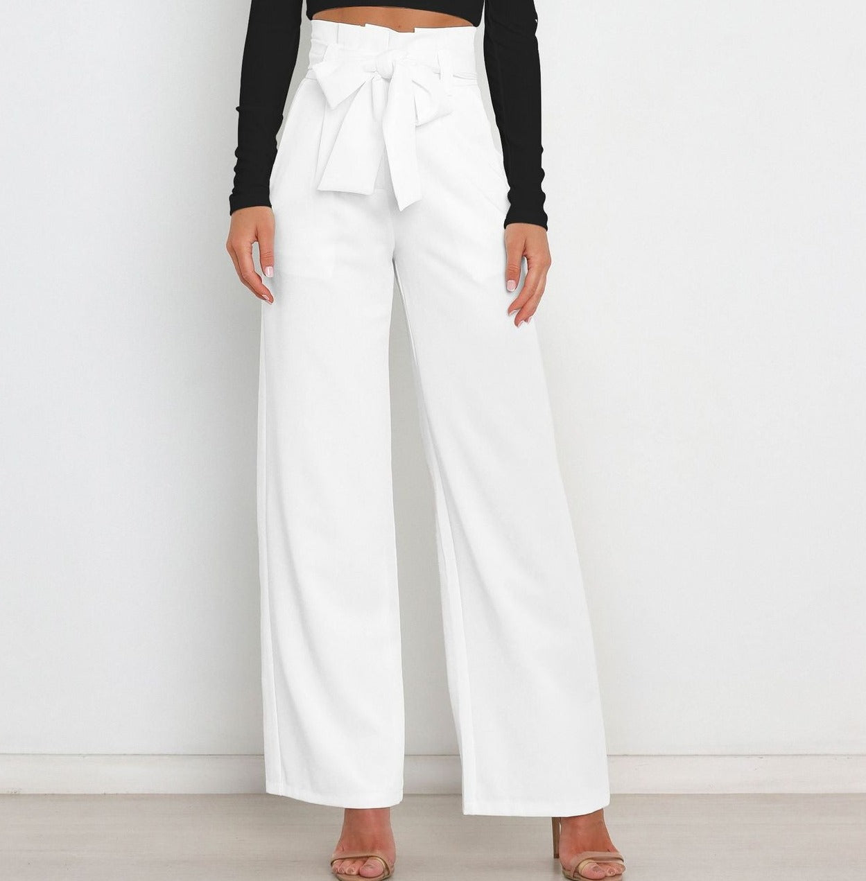 SORELLA | High-Waisted Trousers with Tie Belt and Wide Legs 13