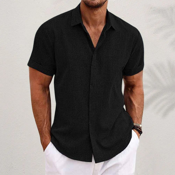 Santos Men's Short Sleeve Shirt | Premium Cotton and Linen Blend 1