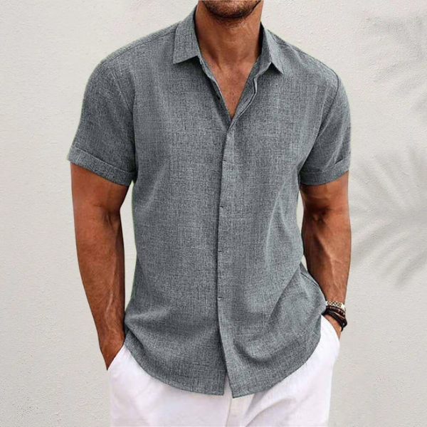Santos Men's Short Sleeve Shirt | Premium Cotton and Linen Blend 2