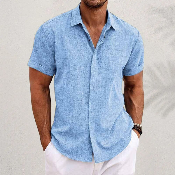 Santos Men's Short Sleeve Shirt | Premium Cotton and Linen Blend 5