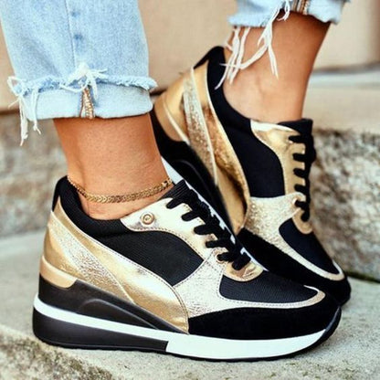 Selvona | Sneakers with Wedge Heel and Metallic Accents 4