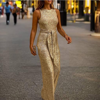 Serenna | Seductive Glitter Jumpsuit with Open Back and Shoulders 2