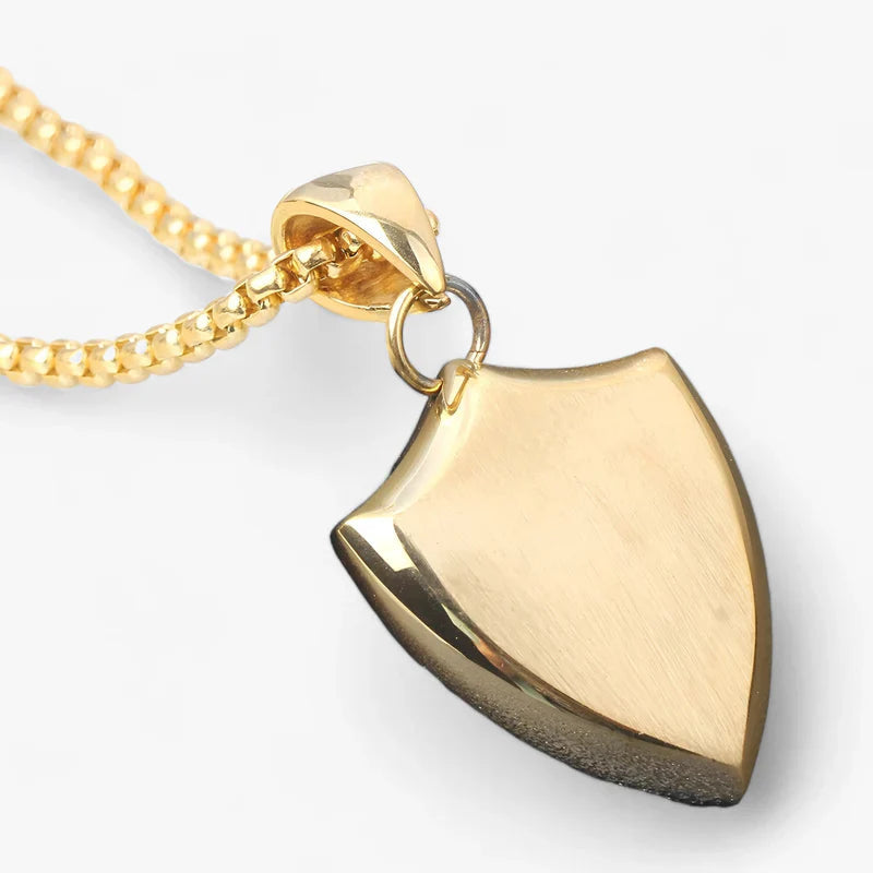 Sleek Men's Necklace | Stainless Steel Shield Pendant 2