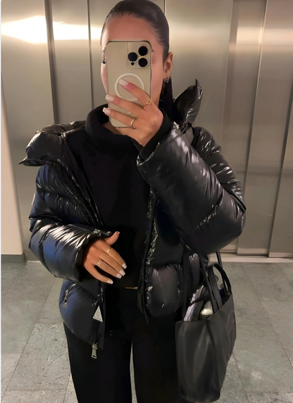 Slim Fit Women's Winter Jacket with Lightweight Insulation and Shiny Finish - Long Women's Coat for Cold Days 3