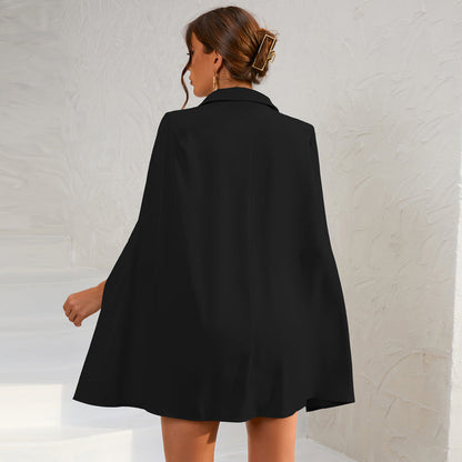 Sloane | Black Cape Blazer Dress with Gold Details 4