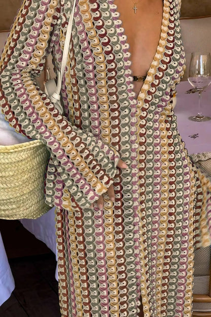 Sunset Spirit – Colorful Crocheted Maxi Dress with Slit 5