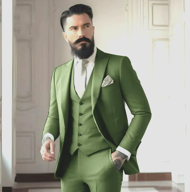 Sven Three-Piece Men's Wedding Guest Suit | Sage Green, Elegant 11