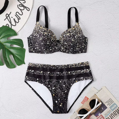 TALIA | Bikini Set with Leaf Print and High Waist 4