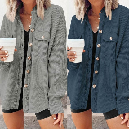 Trendy women's corduroy button-down coat | Elegant coat for casual and business looks 1