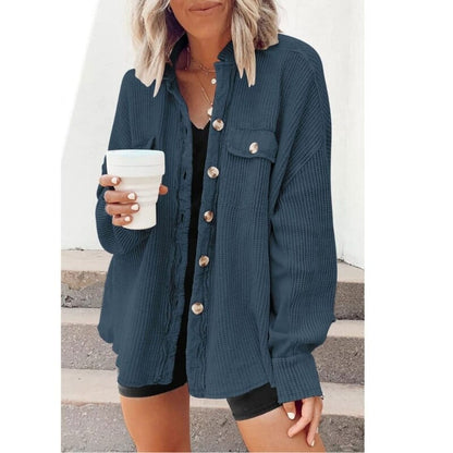Trendy women's corduroy button-down coat | Elegant coat for casual and business looks 2