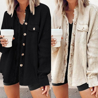 Trendy women's corduroy button-down coat | Elegant coat for casual and business looks 3