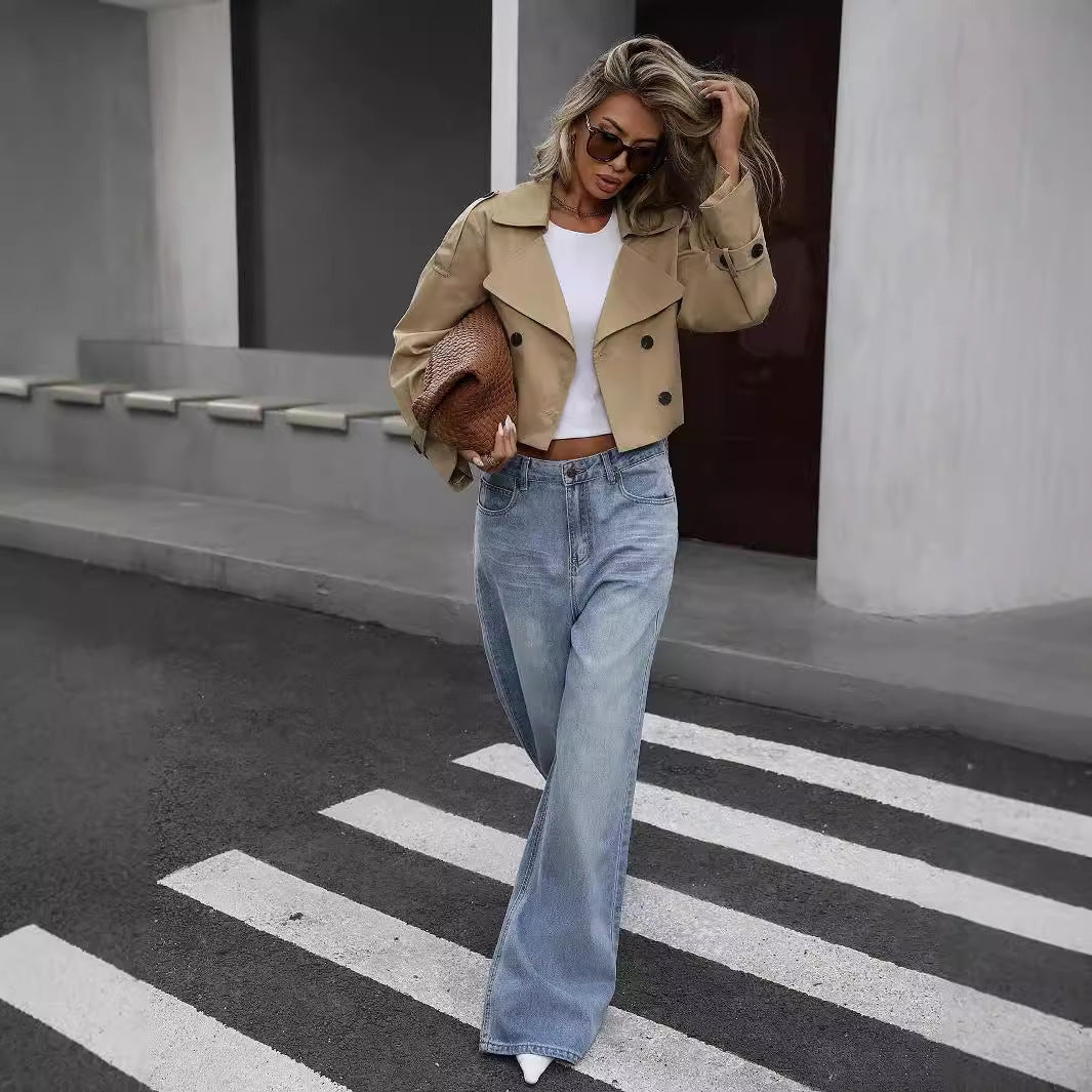 VIANNE | Short Trench Coat in Khaki 1