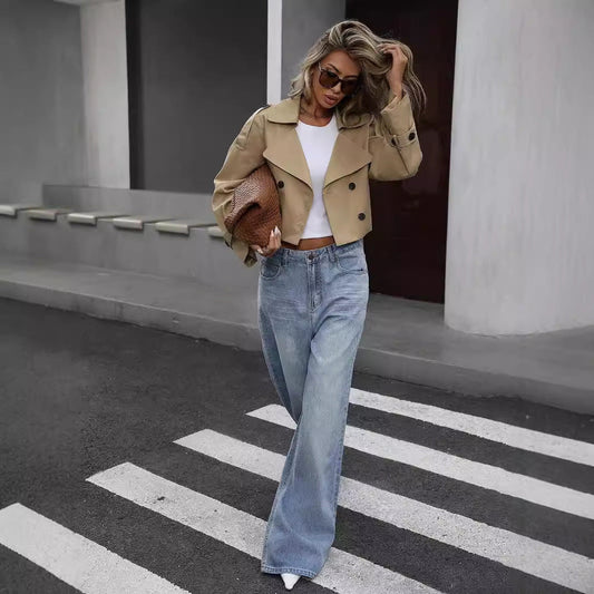 VIANNE | Short Trench Coat in Khaki 1