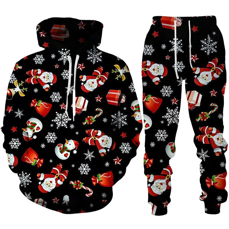 Vardi Men's Tracksuit | Oversized Hoodie with Christmas Print and Comfortable Pants 0