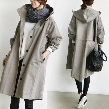 Waterproof women's hooded trench coat | Stylish transitional jacket for spring and autumn 9
