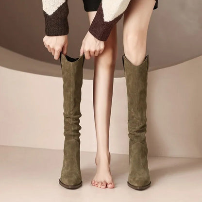 Wille Women's Boots | Suede with Feminine Ruffles, Vintage Brown 2