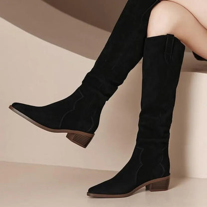 Wille Women's Boots | Suede with Feminine Ruffles, Vintage Brown 4