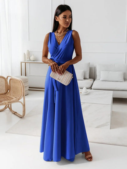 Wille Women's Long Dress | Elegant V-neck, Dark Green Maxi Dress 6