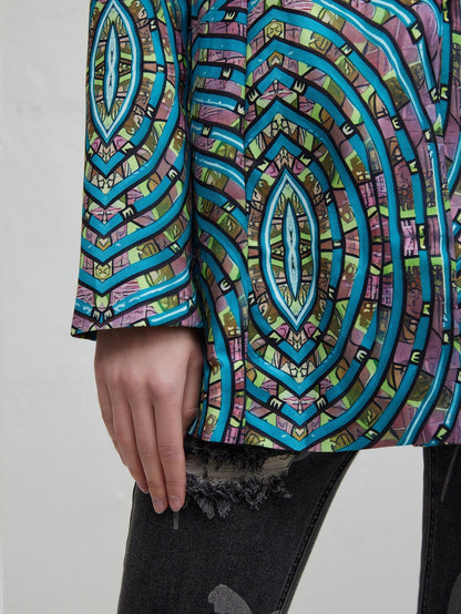 Willem Stylish Office Suit | 100% Polyester, Abstract Blue Pattern 4