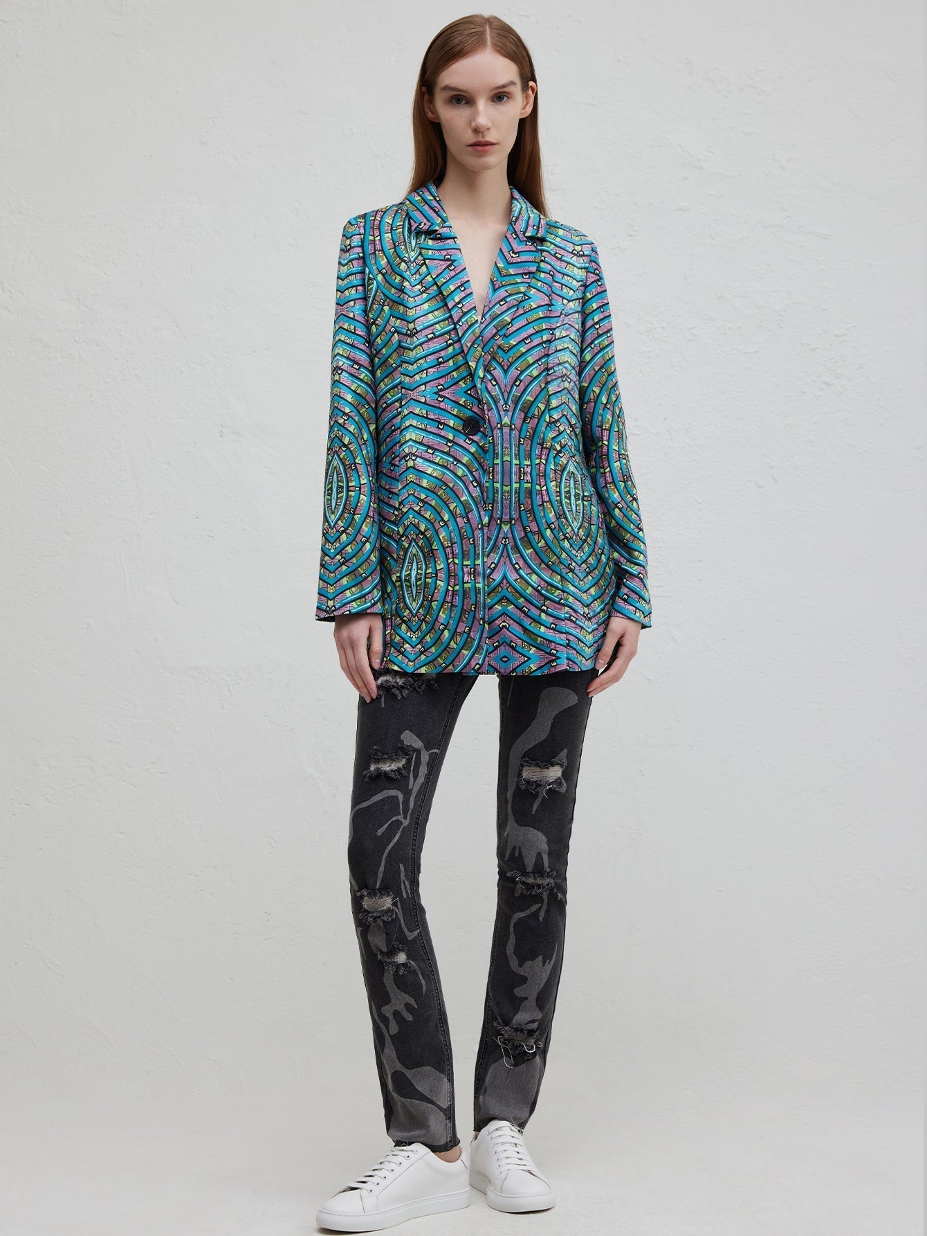 Willem Stylish Office Suit | 100% Polyester, Abstract Blue Pattern 5