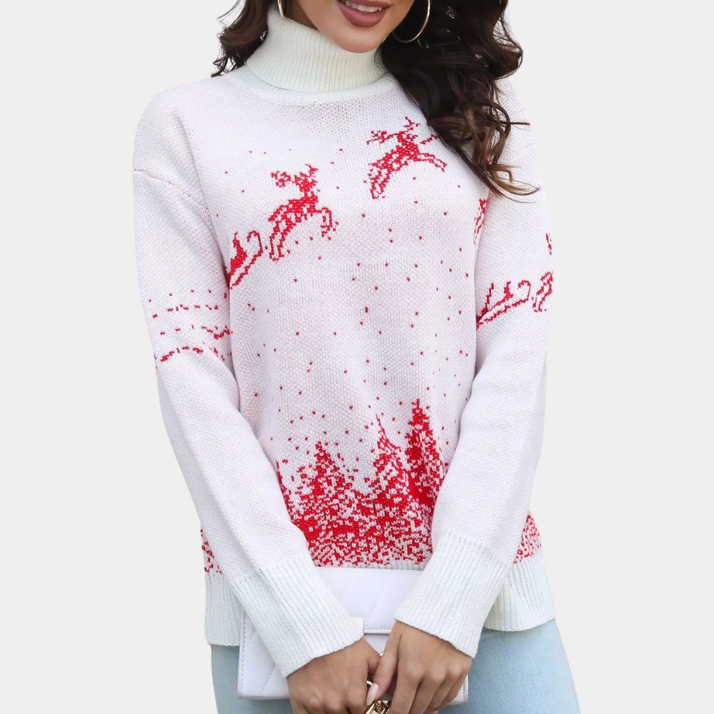 Willem Ugly Christmas Sweater Women | Comfortable Fit, Reindeer Print 0