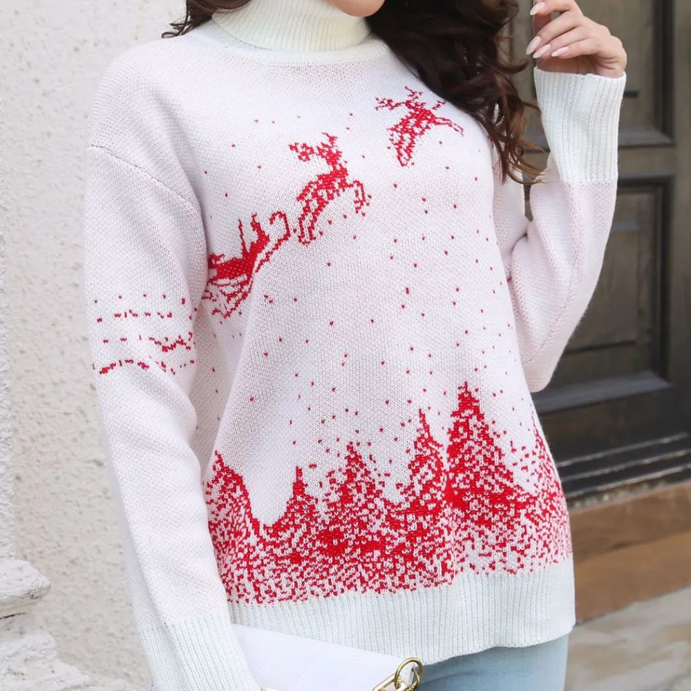 Willem Ugly Christmas Sweater Women | Comfortable Fit, Reindeer Print 2