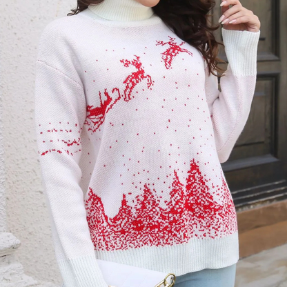 Willem Ugly Christmas Sweater Women | Comfortable Fit, Reindeer Print 2